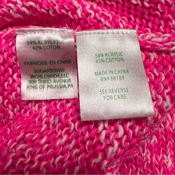 Lilly Pulitzer MacKay V-Neck Tassels Knit Sweater in Raz Berry Slub Size Large - Picture 8 of 9